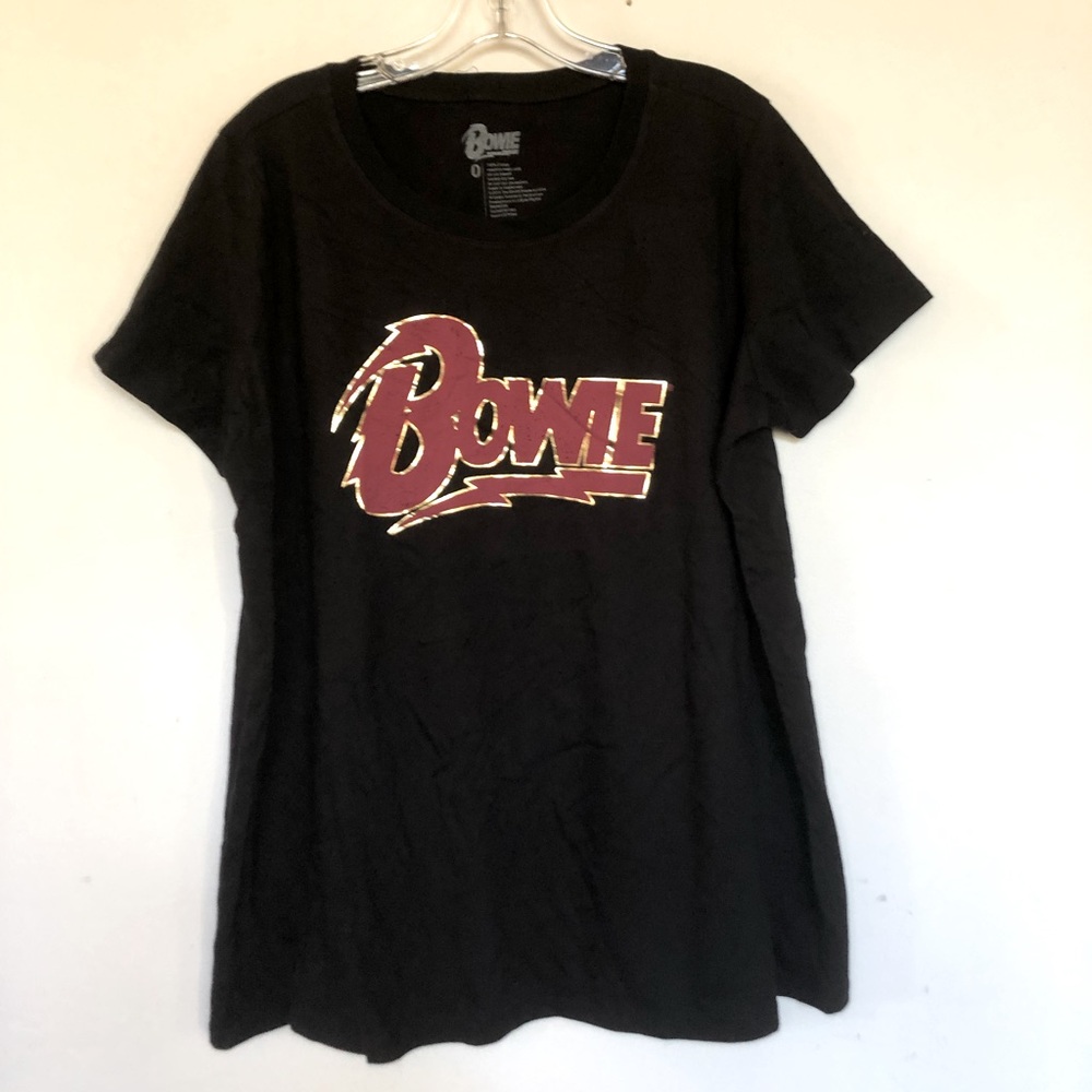 Bowie Black Crew Neck Plus Size Band Tee Shirt